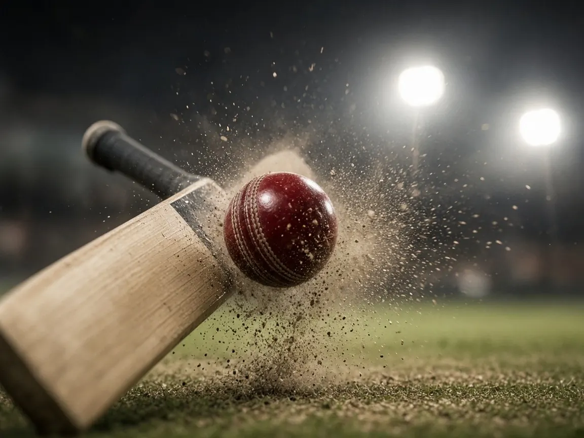 ক্রিকেট ব্যাট ও বলের অ্যাকশন মুহূর্ত